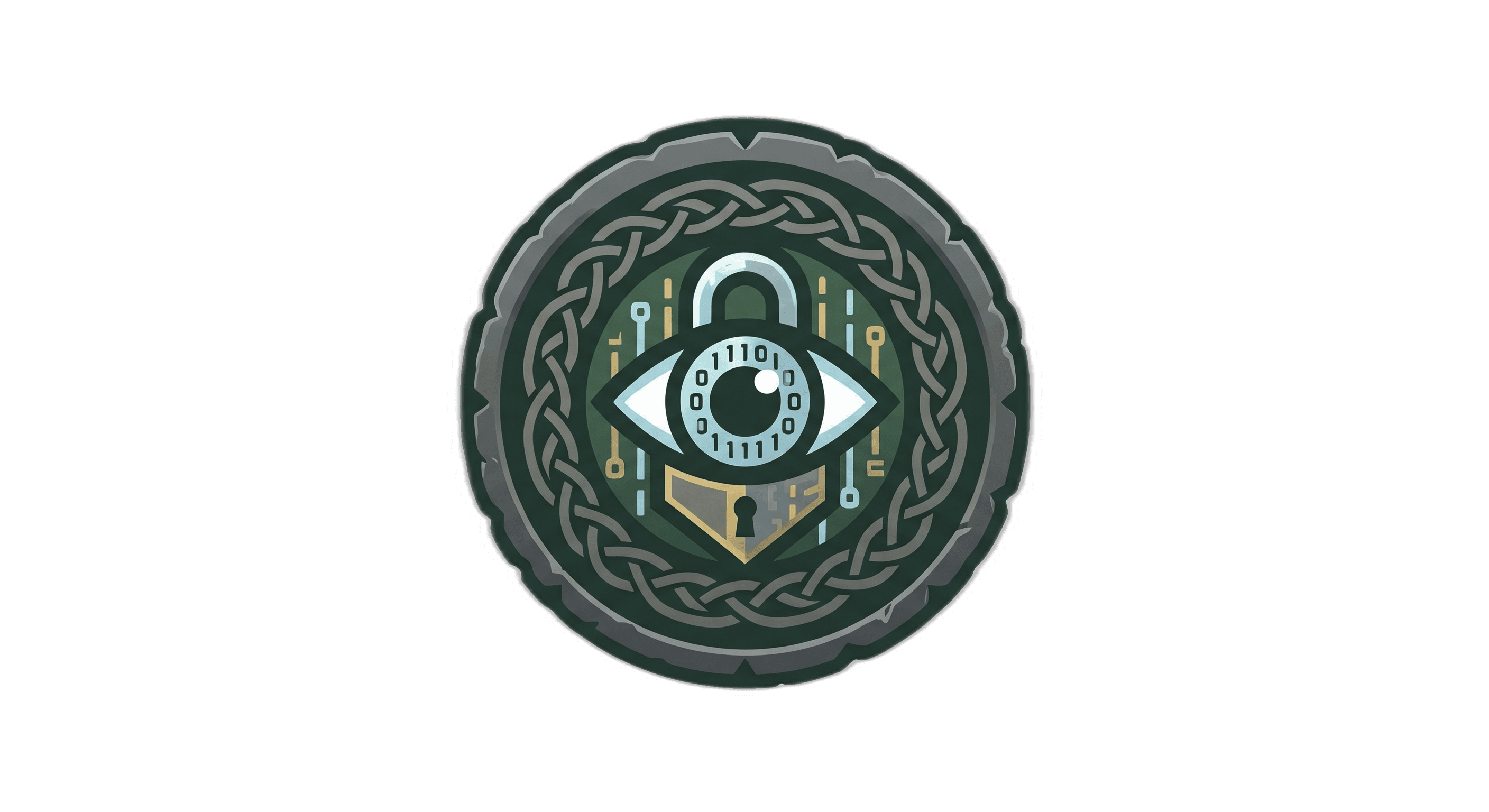 Mimir logo showing a watchful eye and lock inside a Celtic knot.